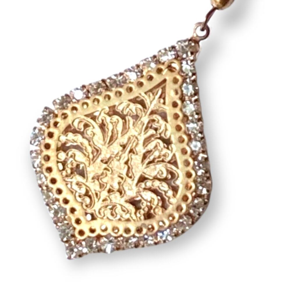 Boho punched metal & rhinestone earrings